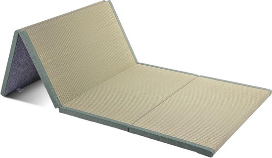 Japanse Tatami Mat - Opvouwbare Mat - Meditatie en Yoga - Handgeweven Natuurlijk - 90x200x3.5cm - Groen