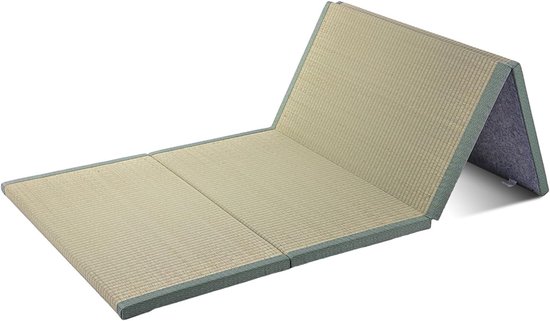 Japanse Tatami Mat - Vloermat Meditatie - Ontspannen Slapen - 4-voudig Opvouwbaar - 75x200x3.5cm - Natuurlijk van Merkloos