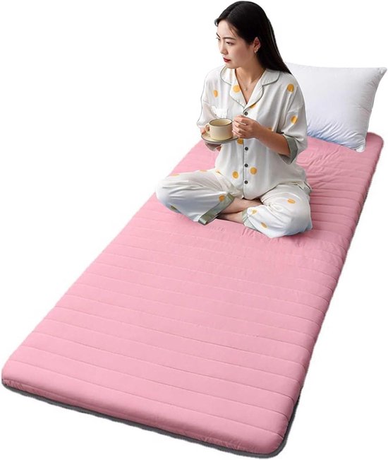 Japanse Tatami Mat - Vloermatras Futon - Logeren en Reizen - Met Opbergtas - 90 x 190 cm - Roze