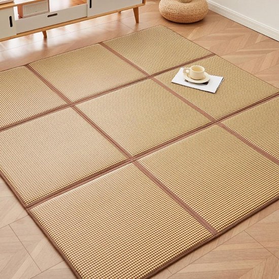 Japanse Tatami Mat - Vloermatras Opvouwbaar - Comfortabel Slapen - Natuurlijke Rotanvezel - 120x180cm - Patroon C