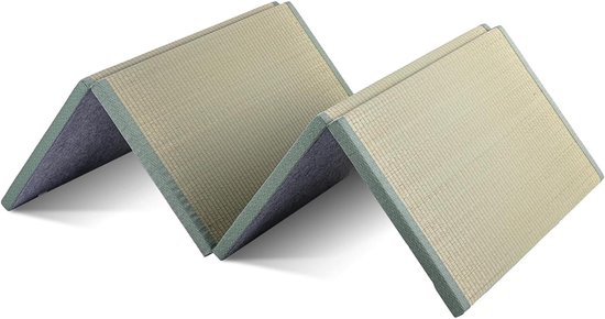 Japanse Tatami Matras - Futon Vloertapijt - Ruimtebesparend Slapen - Natuurlijk Gras Materiaal - 90x200x3.5cm - Groen van Merkloos