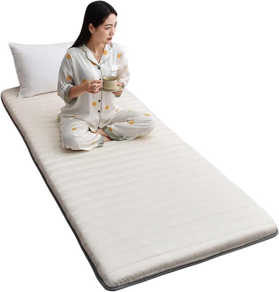 Japanse Tatami Matras - Oprolbare Futon - Gastvrij Ontvangen - Inclusief Opbergtas - 90x200 cm - Beige