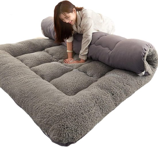 Japanse Tatami Matras - Vloermatras Futon - Comfortabel Slapen - Dubbel Antislip Ontwerp - 150x200cm - Grijs
