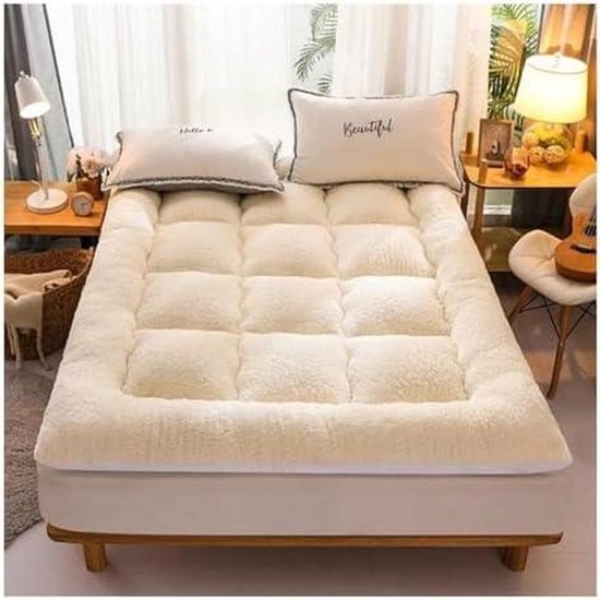 Japanse traagschuimmatras - Pluche campingbed - Ontspanning en slaap - Dubbelzijdig ontwerp - 120 x 200 cm - Wit