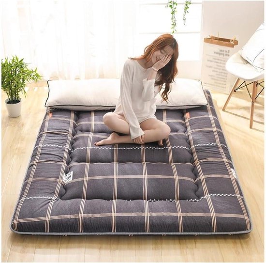 Japanse Vloer Futon - Matras Kamperen Slaapzaal - Comfortabel Slapen - Hoogwaardige Polyester Vulling - 120x200 cm - Grijs