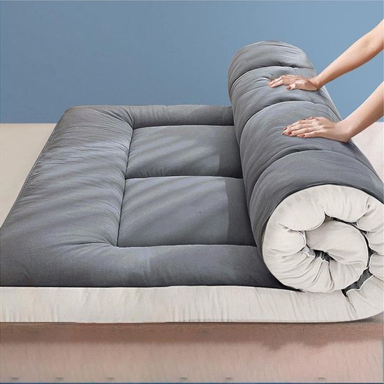 Japanse Vloer Matras - Comfortabel Ademend - Slaapcomfort Verbeteren - Huidvriendelijk Katoen - 90x200cm - Grijs