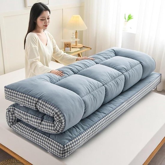 Japanse Vloer Matras - Dikke Draagbare Pad - Comfortabel Slapen - Ademend Spring Ontwerp - 10 cm Dik - Grijs