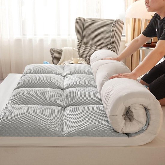 Japanse Vloer Matras - Futon Bed Mat - Comfortabel Slapen - Ergonomisch Ontwerp - 180x200cm - Grijs