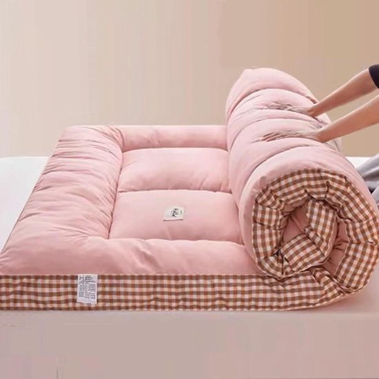 Japanse Vloerfuton - Oprolbare Matras Tatami - Comfortabel Slapen - Ademend Slijtvast Materiaal - 90x200cm - Blauw Geruit van Merkloos