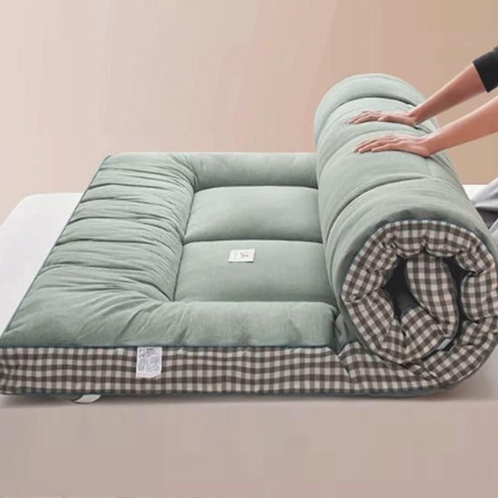 Japanse Vloerfutonmatras - Oprolbaar Matras - Slaapcomfort - Ademend Materiaal - 100x200cm - Blauw