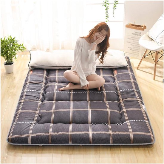 Japanse vloerfutonmatras - Tatami slaapmat - Comfortabel slapen - Ergonomisch ontwerp - 180x200 cm - Grijs van Merkloos