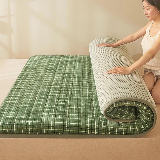 Japanse Vloermat - Oprolbare Futon - Comfortabel Slapen - Ademend Katoen - 100x200cm - Groen