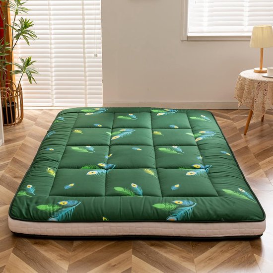 Japanse Vloermatras - Deken Matras Topper - Comfortabel Slapen - Verstevigde Randen - 10 cm Dik - Groen