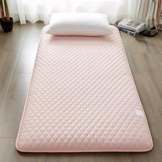Japanse vloermatras - Dik slaapkussen - Comfortabel slapen - Hoge dichtheid schuim - 90 x 200 cm - Roze