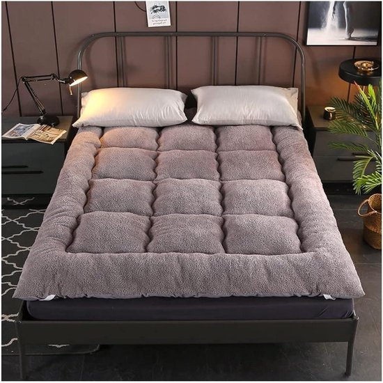 Japanse Vloermatras - Dikke Futon - Comfortabel Slapen - Ergonomisch Ontwerp - 200x220cm - Grijs