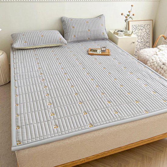 Japanse vloermatras - Draagbare futon - Comfortabel slapen - Ademend opvouwbaar ontwerp - 180 x 200 cm - Grijs