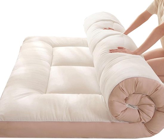 Japanse Vloermatras - Futon Bedkussen Oprolbaar - Comfortabel Slapen - 10 cm Dikke Vulling - Opvouwbaar - Grijs