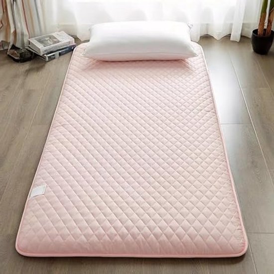 Japanse Vloermatras - Futon Mat Slaapkussen - Comfortabel Slapen - Dikke Opvouwbare Topper - 120 x 200 cm - Roze