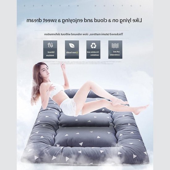 Japanse Vloermatras - Futon Matras - Comfortabel Slapen - Opvouwbaar Ontwerp - 1.5 x 2m - C