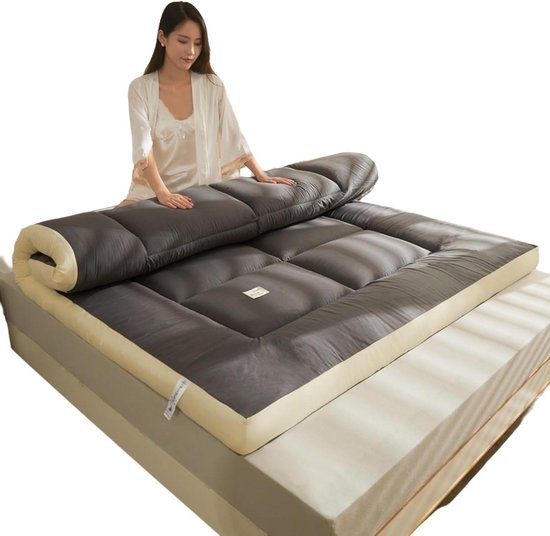 Japanse Vloermatras - Futon Matras - Comfortabel Slapen - Verdikt met Donsvezel - 120x190cm - Lichtgrijs