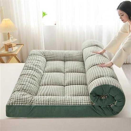 Japanse Vloermatras - Futon Matras Gast - Logeren en Ontspannen - Extra Dikke Vulling - 120x200 cm - Groen