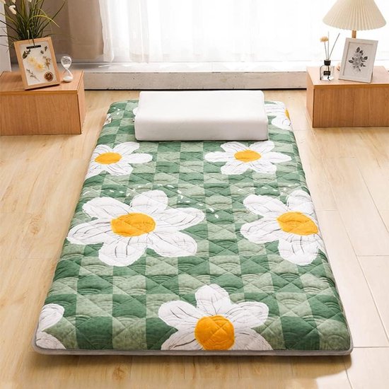 Japanse Vloermatras - Futon Matras Gastenmatras - Comfortabel Slapen - Huidvriendelijke Stof - 120x200cm - Bloemenprint
