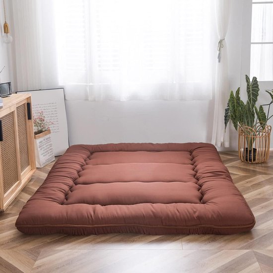 Japanse Vloermatras - Futon Matras - Gastenslaapmat - Geheugenschuim Ondersteuning - 90x190cm - Koffie