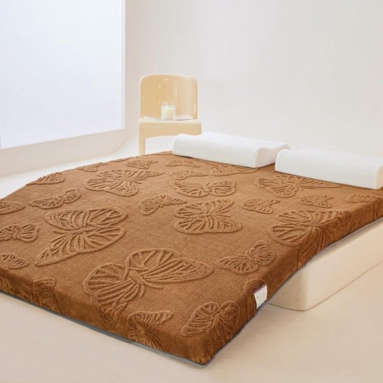 Japanse Vloermatras - Futon Matras Kamperen - Comfortabel Slapen - Vijflaags Ergonomisch Ontwerp - 80x190cm - Bruin
