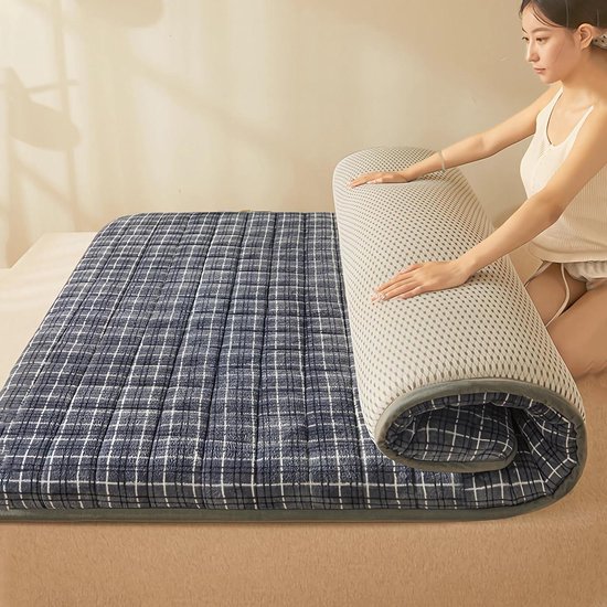 Japanse Vloermatras - Futon Matras Kinderen - Gasten Ontvangen - Opvouwbaar Ontwerp - 100x200 cm - Grijs