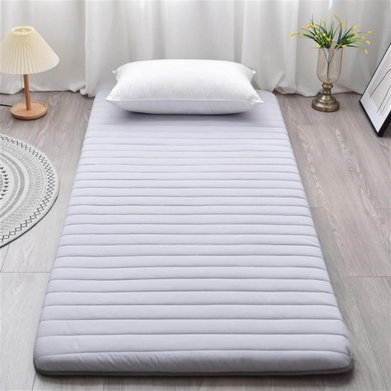 Japanse Vloermatras - Futon Matras Oprolbaar - Ruimte Besparen - Ademend Katoen - 4 cm dik - Grijs