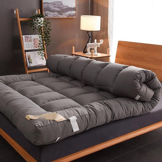 Japanse Vloermatras - Futon Matras Opvouwbaar - Comfortabel Slapen - Ademend Katoen - 90x200cm - Wit