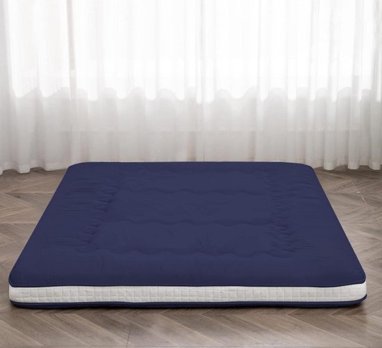 Japanse Vloermatras - Futon Matras Opvouwbaar - Ruimtebesparend Slapen - Extra Dikke Traagschuim - Twin - Marineblauw
