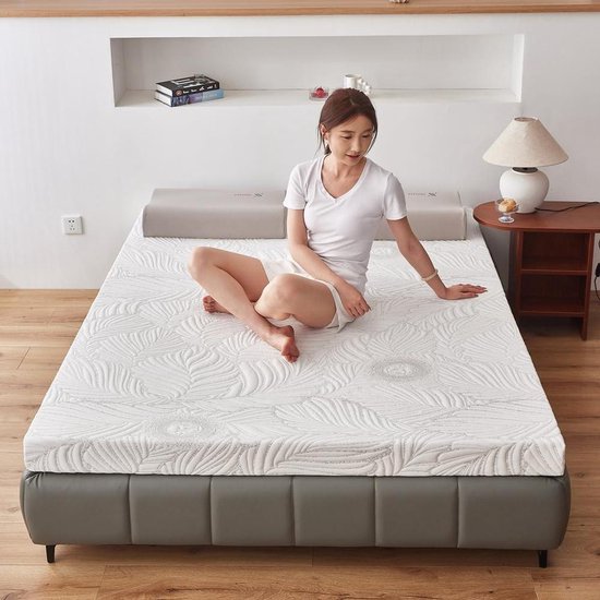 Japanse Vloermatras - Futon Matras Pad - Kamperen en Slapen - Traagschuim Met Hoes - 180x200cm - Wit