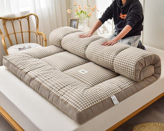 Japanse Vloermatras - Futon Matras - Slapen en Ontspannen - Huidvriendelijk Ademend - 150x200 cm - Bruin