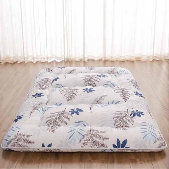 Japanse Vloermatras - Futon Matras Tatami - Kamperen Logeren - Oprolbaar Met Opbergtas - Twin 100 cm breed - Wit van Merkloos