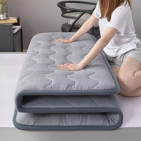 Japanse Vloermatras - Futon Matras Topper - Comfortabel Slapen - Opvouwbaar en Draagbaar - 120x200cm - Grijs