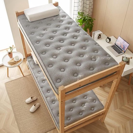 Japanse vloermatras - Futon slaapmat - Comfortabel slapen - 5-laags structuur - 100x200cm - Grijs
