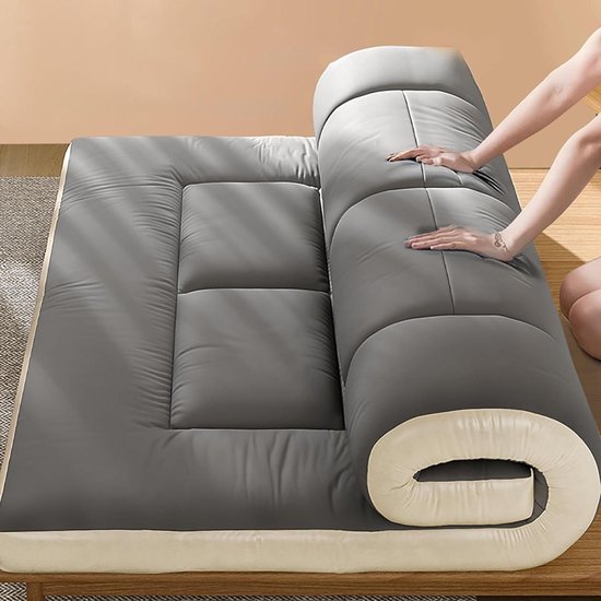 Japanse Vloermatras - Futonmatras Logeerbed - Ruimte Besparen - Opvouwbaar Ademend - 90 x 190 cm - Donkergrijs