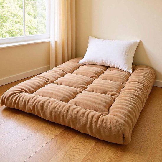 Japanse Vloermatras - Futonmatras Tatami - Comfortabel Slapen - Inclusief Opbergtas - 60x120cm - Bruin van Merkloos