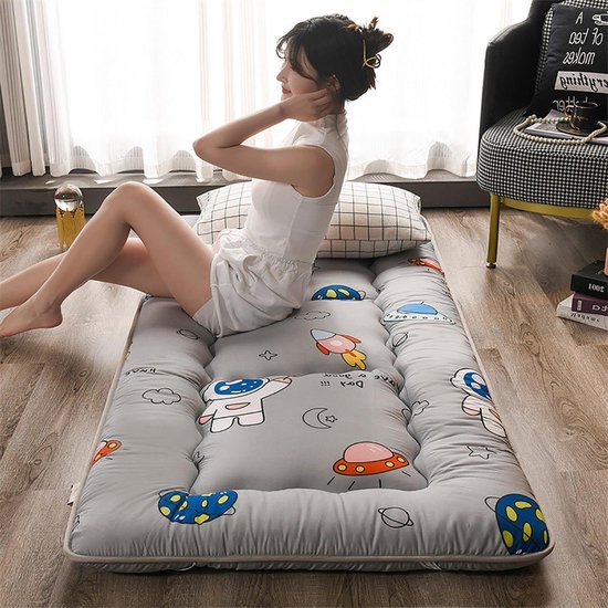 Japanse Vloermatras - Futonmatras Tatami - Draagbaar Slapen - 4cm Dik Comfort - 120x200 cm - Grijs