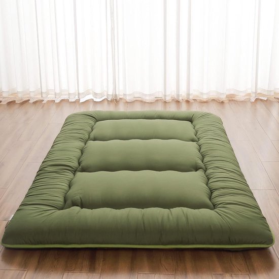 Japanse Vloermatras - Futonmatras Tatami - Veelzijdig Gebruik - Inclusief Opbergtas - Twin 102x203 cm - Groen van Merkloos