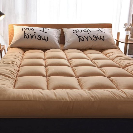 Japanse Vloermatras - Futonmatras Tatamimat - Comfortabel Slapen - Dikke 4 Inch Vulling - 90x200cm - Camel
