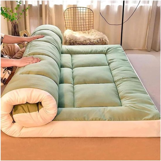 Japanse Vloermatras - Futonmatras Tatamimat - Comfortabel Slapen - Extra Dik Ontwerp - 120x190cm - Groen