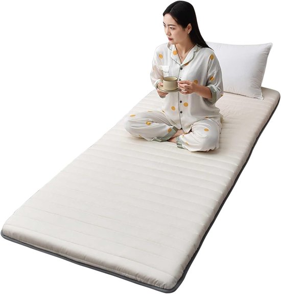 Japanse Vloermatras - Gastbed Opvouwbaar - Comfortabel Slapen - Traagschuim Vulling - 90 x 200 cm - Beige
