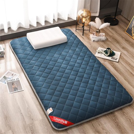 Japanse Vloermatras - Gastenmatras Opvouwbaar - Logeren en Reizen - Multi-laags Vulling - 90 x 200 cm - Blauw