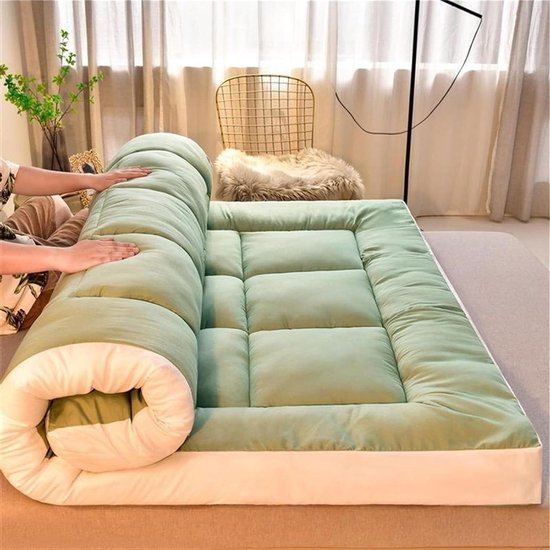 Japanse Vloermatras - Oprolbare Futon Gastenbed - Comfortabel Slapen - Ergonomisch Ontwerp - 180 x 200 cm - Grijs