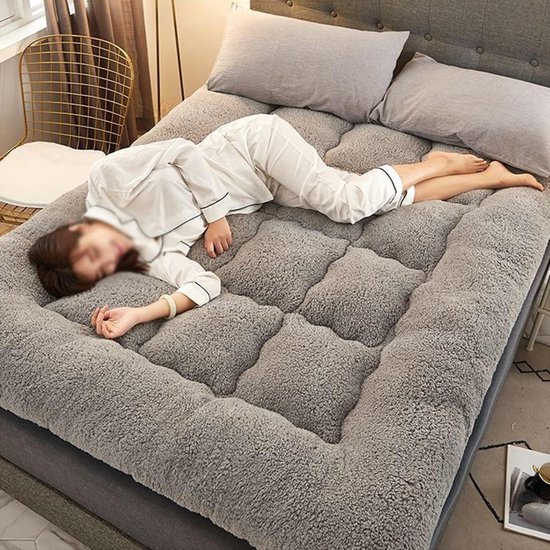 Japanse vloermatras - Oprolbare futon - Gastenslaapcomfort - Ergonomisch gevormd - Dubbel eenpersoons - Grijs
