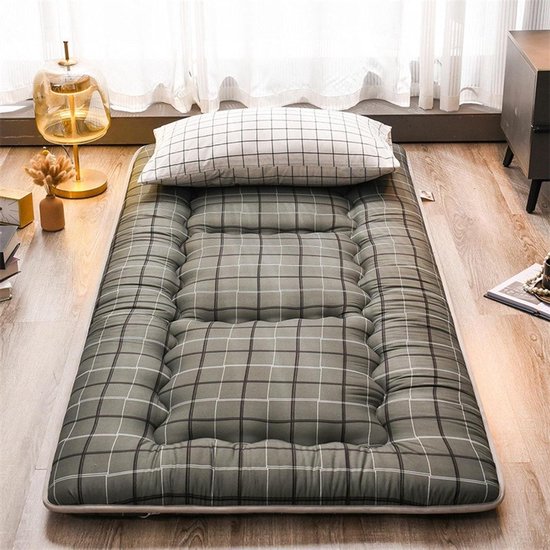 Japanse Vloermatras - Opvouwbaar Bed - Comfortabel Slapen - Drielaagse Structuur - 150 x 200 cm - Grijs