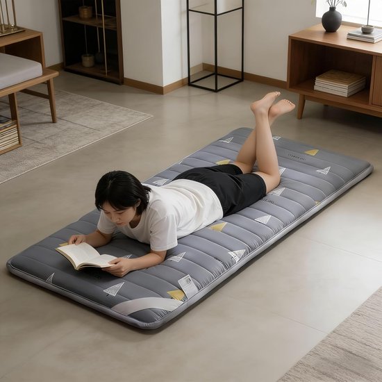 Japanse Vloermatras - Opvouwbaar Logeermatras - Comfortabel Slapen - Lichtgewicht Draagbaar - 70 x 180 cm - Grijs