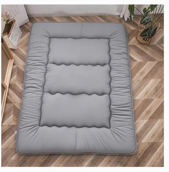 Japanse Vloermatras - Opvouwbaar Matras - Comfortabel Slapen - Ademend Polyester - 90x200cm - Lichtgrijs